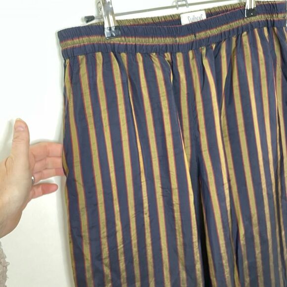 Swildens XXX Striped Shiny Trouser Pants Elastic Waist sz 8 (40 EU) #AA - Picture 3 of 6